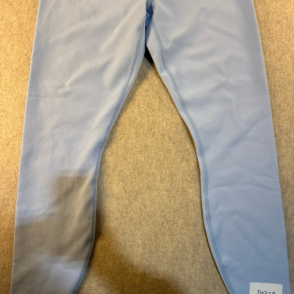 Greyson Clothiers Ribbed High Waisted Leggings Light Blue Drawstring NWT Size L - Picture 3 of 11